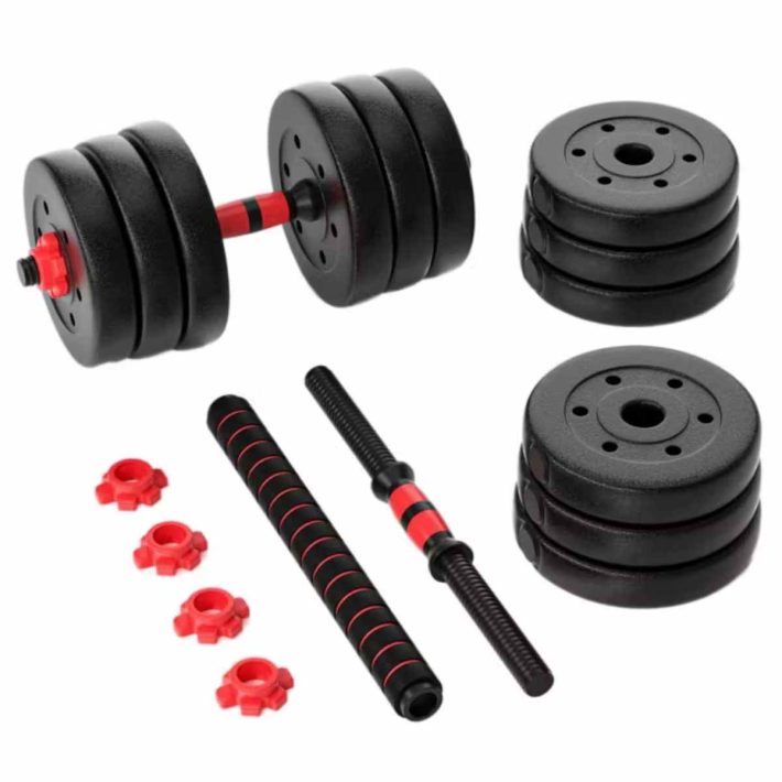 Set De Mancuernas Unibles De 20kg Con Barra De Extensión.