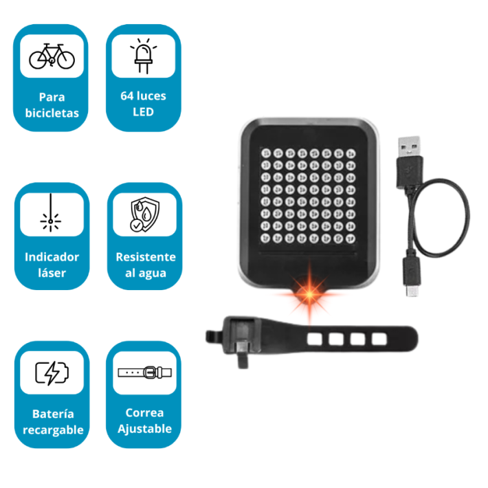 Luz Direccional para Bicicleta con Sensor de Giro Inteligente LED