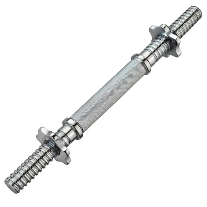 Barra Metálica Cromada 35 cm con Rosca para Mancuernas