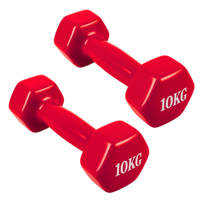 Par de Mancuernas 10 kg c/u Total 20 kg Hexagonales de Vinilo