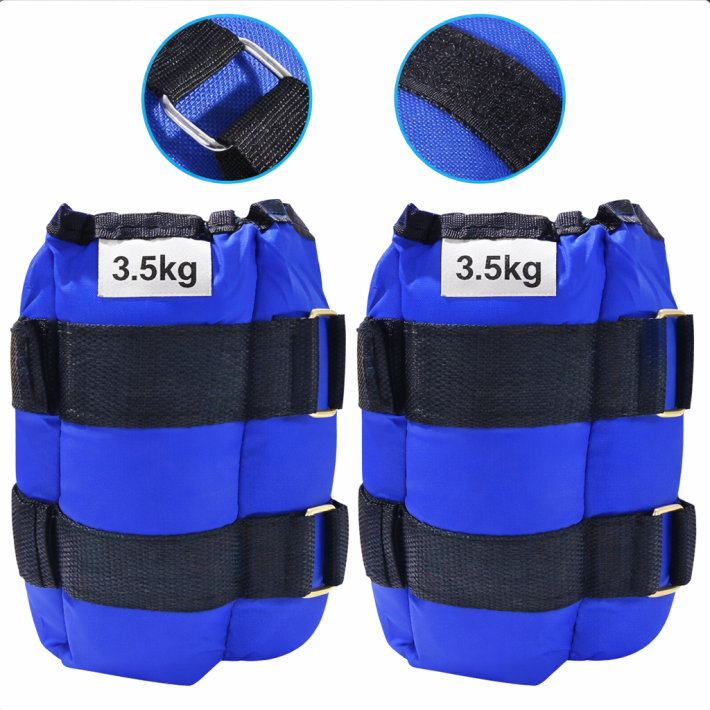 Par de Pesas Tobillera y Muñeca 3.5 kg c/u – Total 7 kg Ajustables Fitness