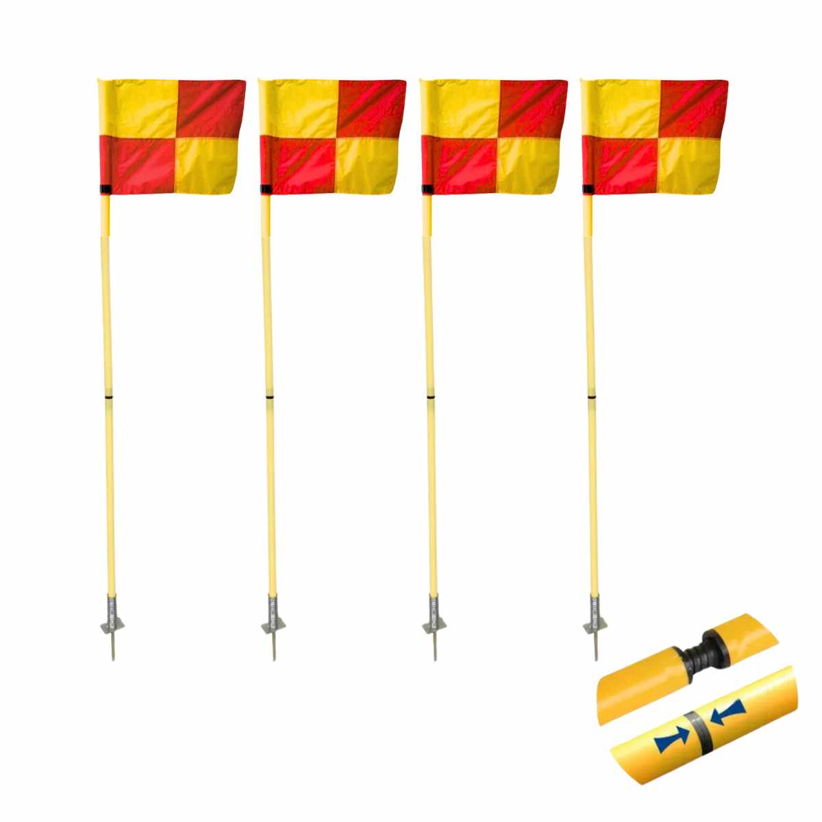 Pack x4 Banderines de Córner con Bastón Slalom 1,50 m – Enroscable con Estaca