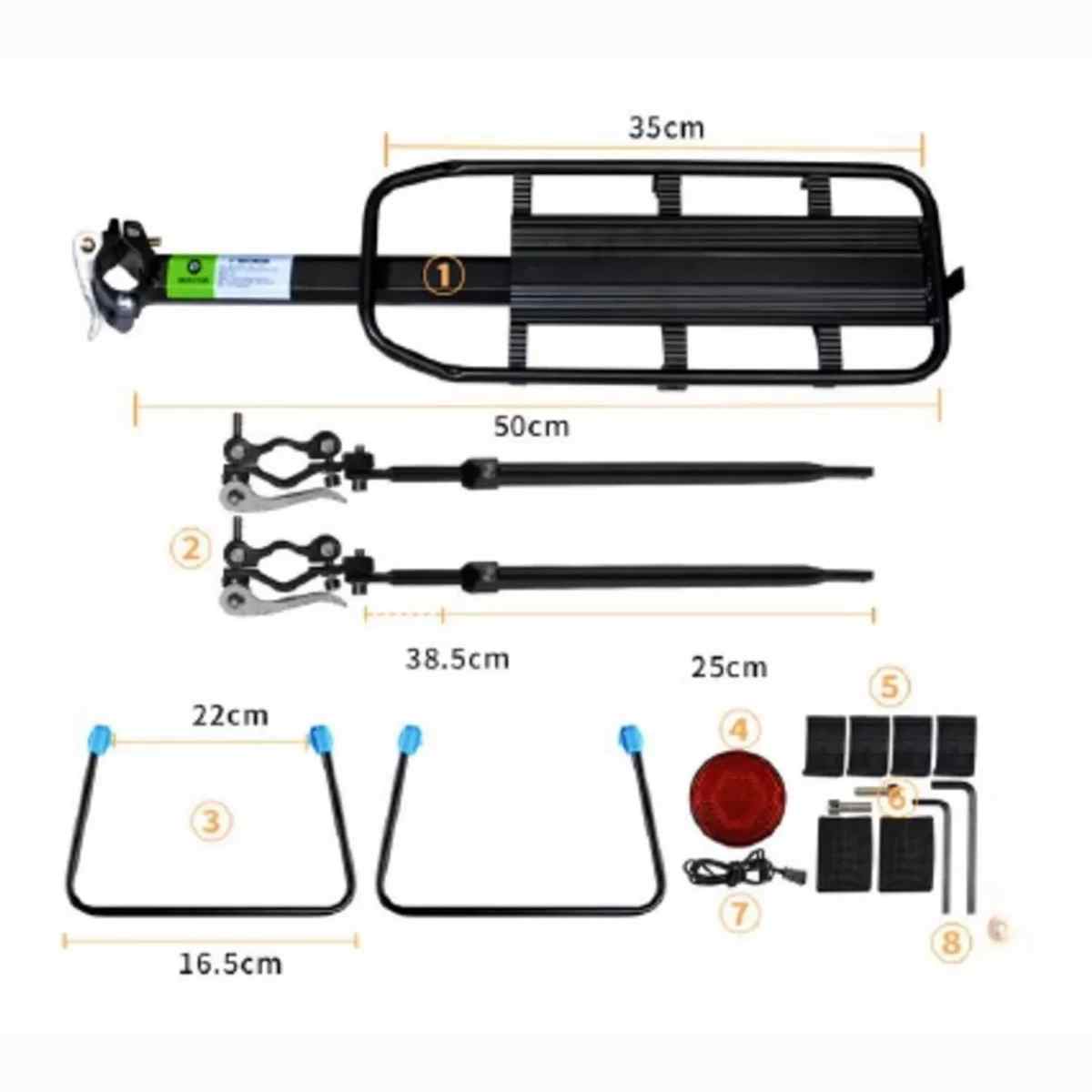 Parrilla Trasera para Bicicleta con Correas Elásticas y Reflector - Imagen 2