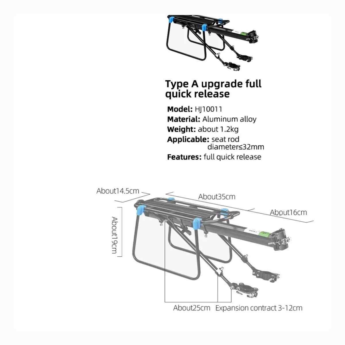 Parrilla Trasera para Bicicleta con Correas Elásticas y Reflector - Imagen 4