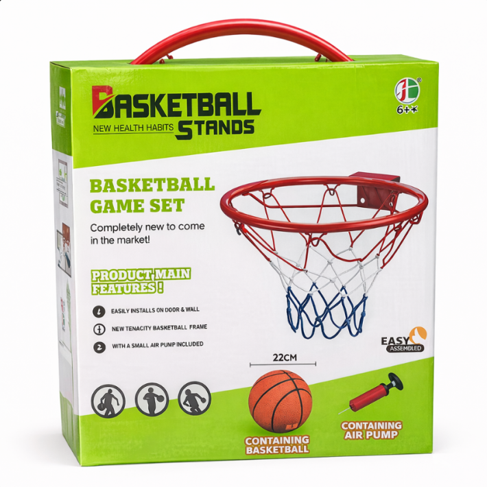 Aro Básquetbol 40 cm Infantil con Pelota y Bomba