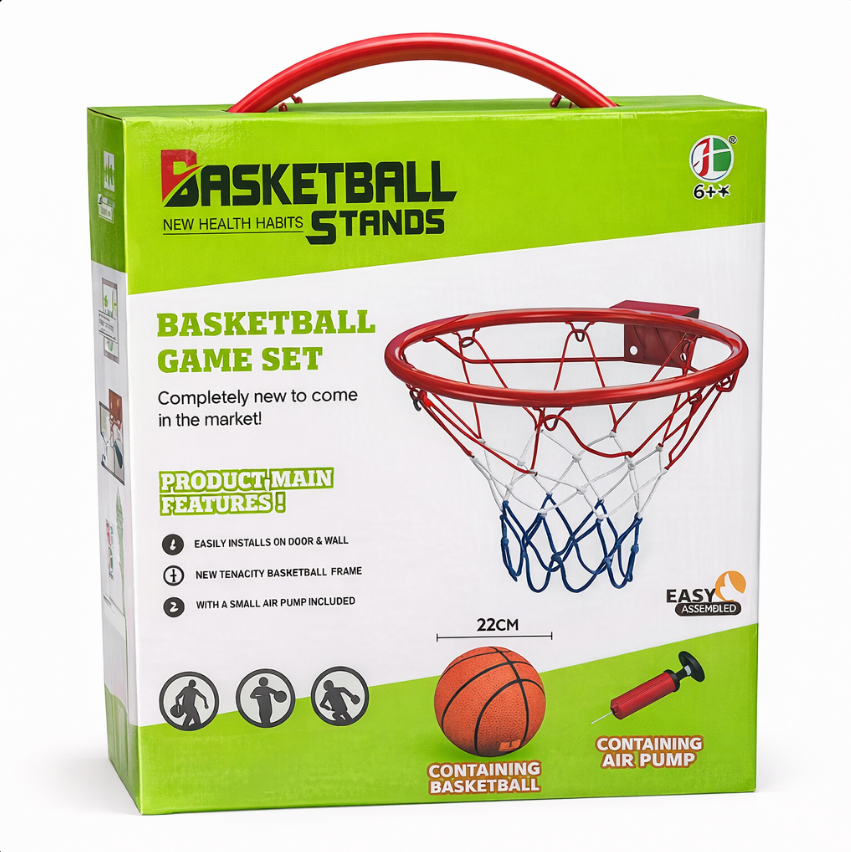 Aro Básquetbol 40 cm Infantil con Pelota y Bomba